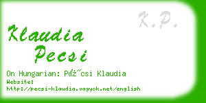 klaudia pecsi business card